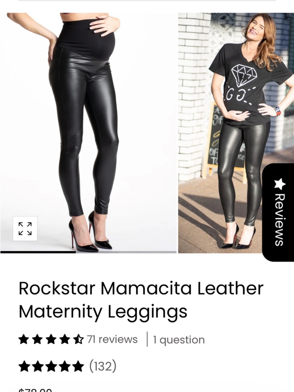Black Faux Leather Maternity Leggings